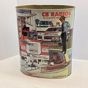 Cheinco CB Radios Tin Wastebasket Vintage Trucking Decor USA